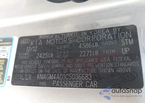 2012 Kia Optima Hybrid Ex from USA, damaged, VIN KNAGM4AD1C5036683